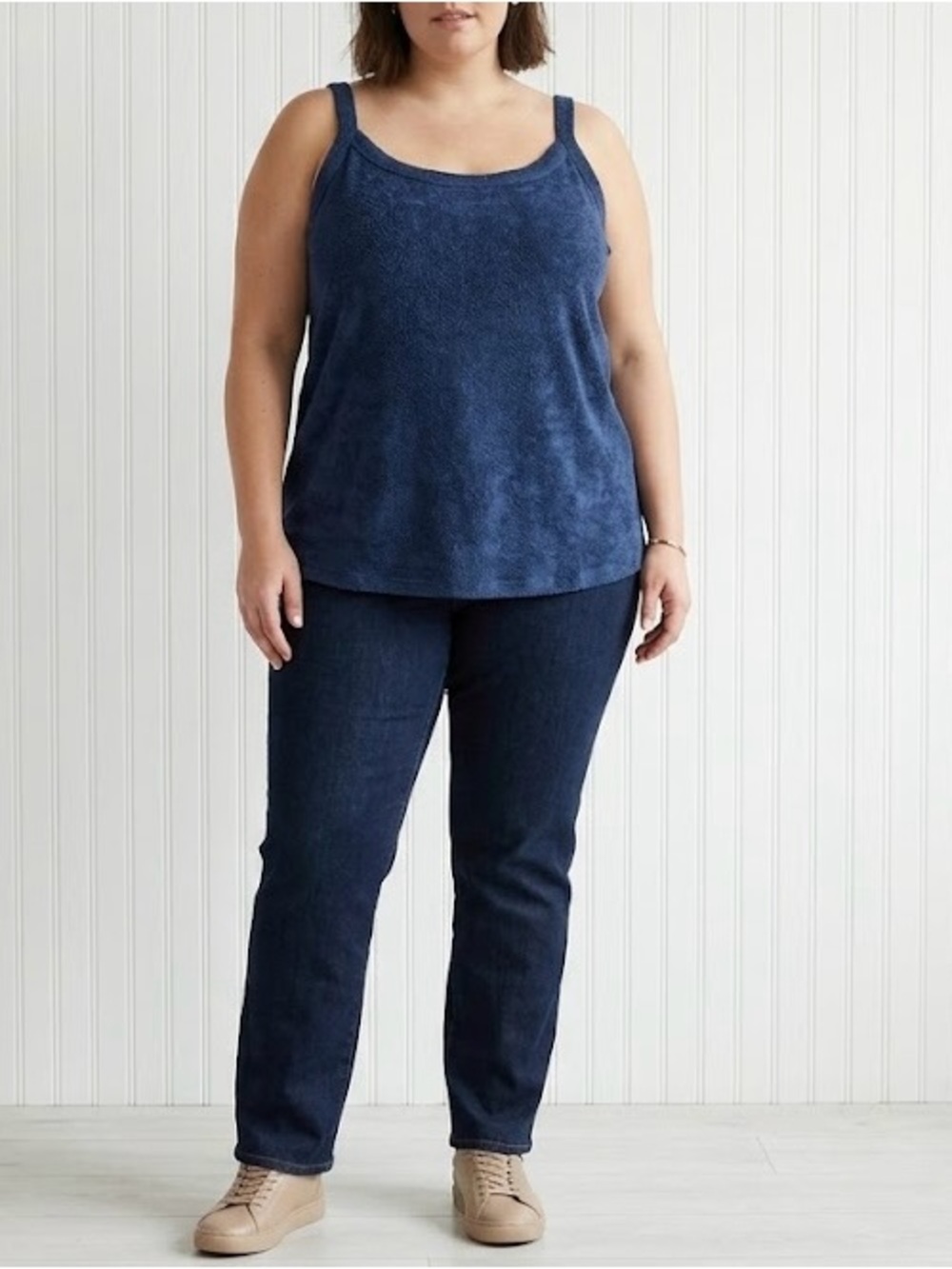 Ava & Viv Women's Navy Cotton Scoop Neck Sleeveless Loop Terry Size 1X